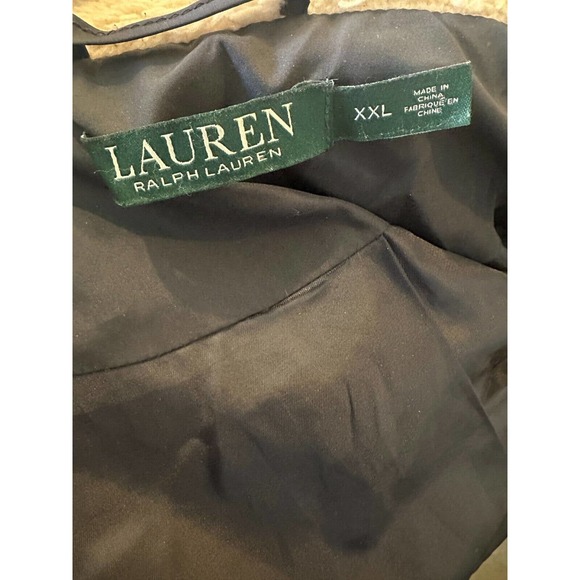 *Flaw Lauren Ralph Lauren Faux Fur Down Coat Black Faux Leather Trim Sherpa XXL - Picture 8 of 16
